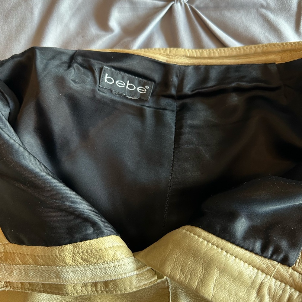 Bebe Genuine Leather Mid-rise Pants in Pearl Beige - Vintage Y2K - Picture 6 of 7